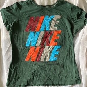 Nike Green Tee with Multicolor Logo